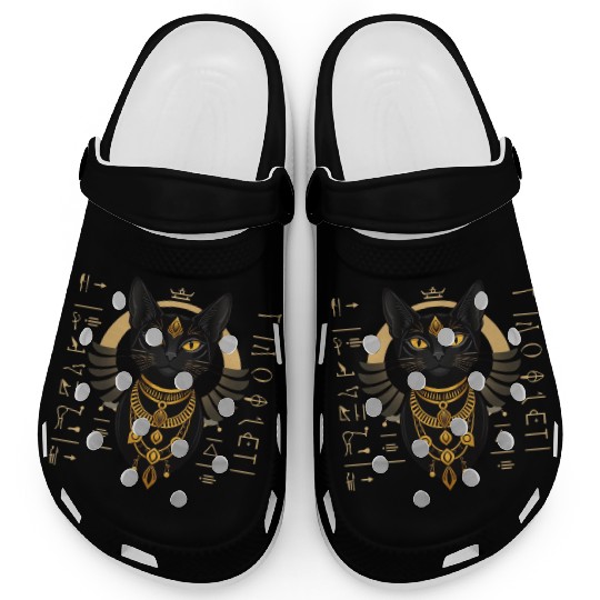 Elegant black Egyptian cat Bastet Clogs