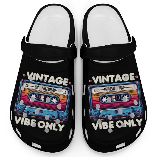 Vintage Cassette Tape Design Clogs