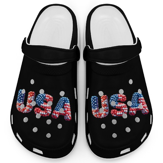 USA lettering in national colors  Balloon design Clogs