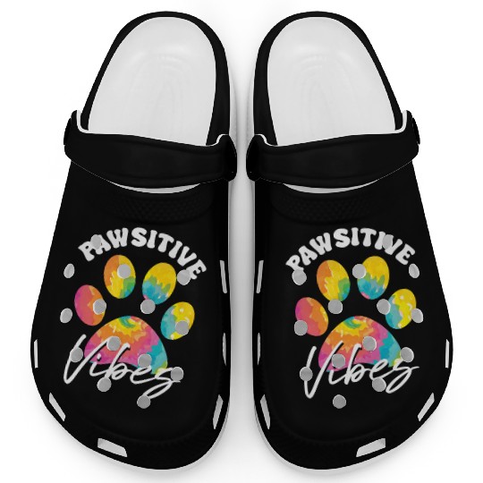 Tie Dye Dog Mom For Dog Paw Lover Gifts Paw Print Clogs