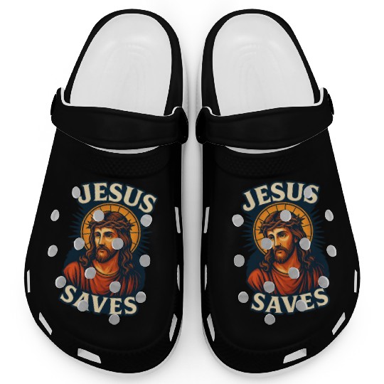 Jesus Saves Clogs Design | Bold Semi-Realistic