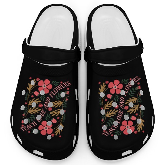 Tea Love and Flowers Floral Design Clogs
