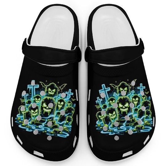 Neon Tomb Uprising – Glowing Graveyard Ghouls Clogs