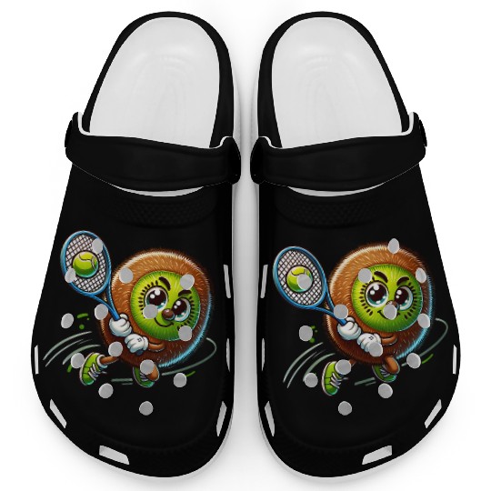 Kiwi Tennis Star – Furry Fruit Champion on Court Clogs