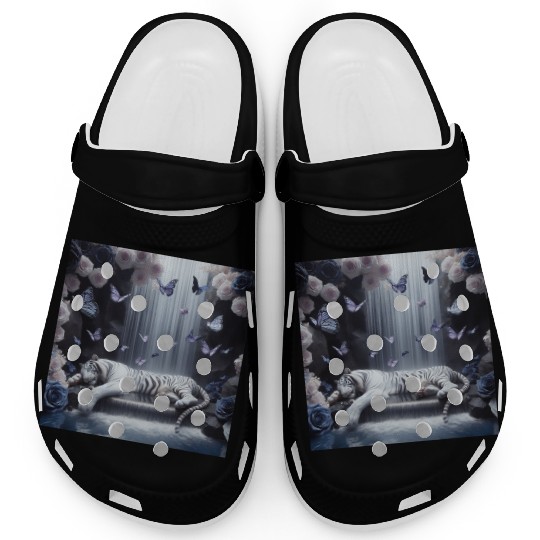 Butterfly Spirit Guardian: White Tiger & Black Ros Clogs