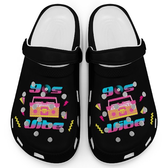 90s Vibe Retro Nostalgia Boombox Clogs