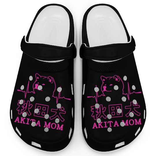 Akita Dog Mom Heartbeat Clogs