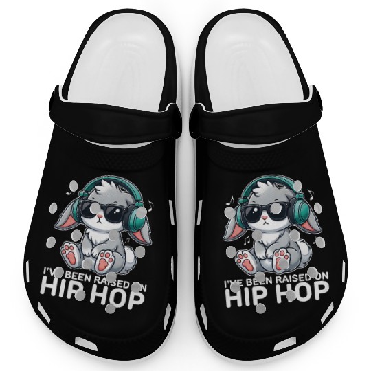 I've Been Raised on Hip Hop Bunny Funny Cute Clogs