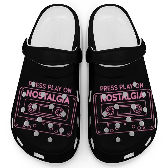 Press Play Nostalgia Cassette 80s 90s Clogs