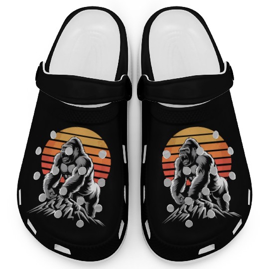 Mighty Gorilla Roaring on Mountain Sunset Clogs