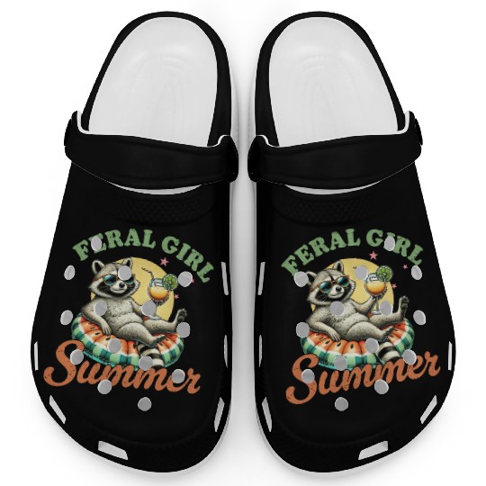 Raccoon Feral Girl Summer Clogs