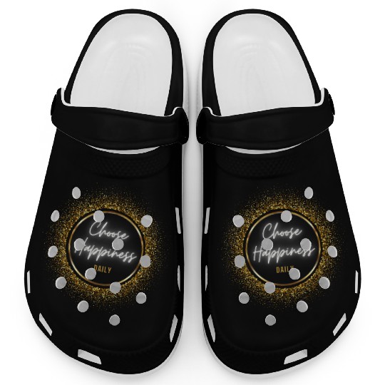 Choose Happiness Quote Design - Gold Luxury Gift Clogs