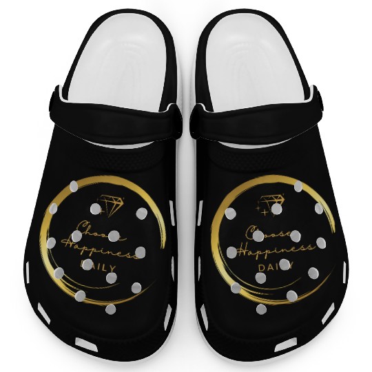 Choose Happiness Luxury Design - Gold Empowerment Clogs