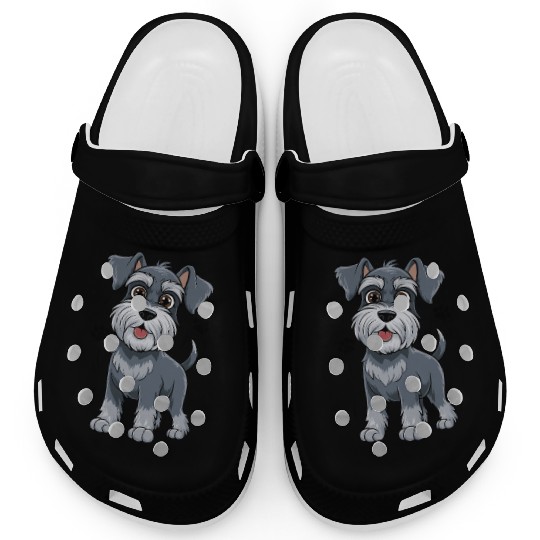 Adorable Schnauzer Pup Illustration With Big Eyes Clogs