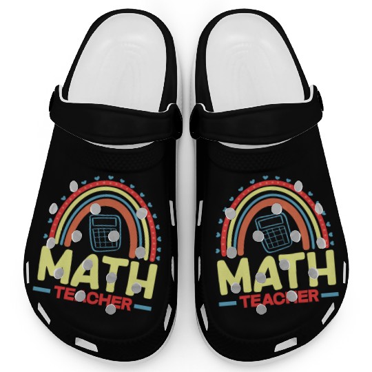 Math Teacher Rainbow Graphic Art Clogs
