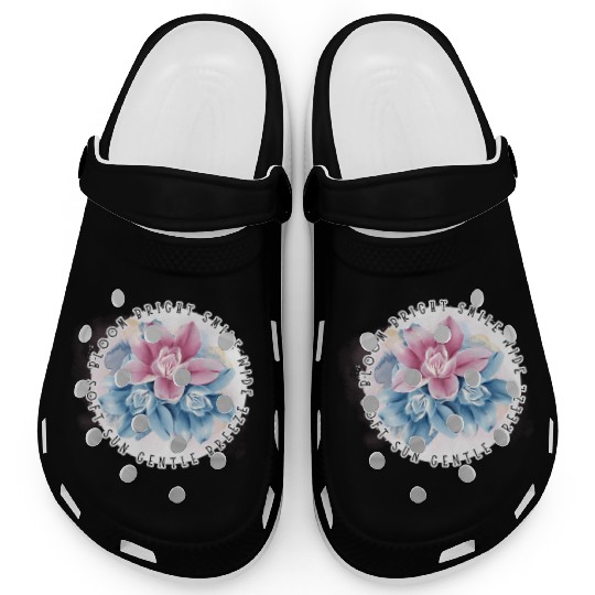 Bloom Bright Floral Quote Watercolor Design Clogs