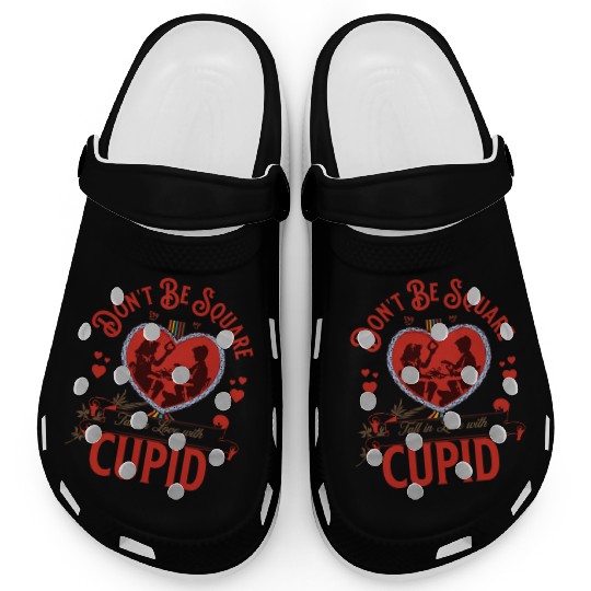 Vintage Dont Be Square Cupid Love Art Clogs