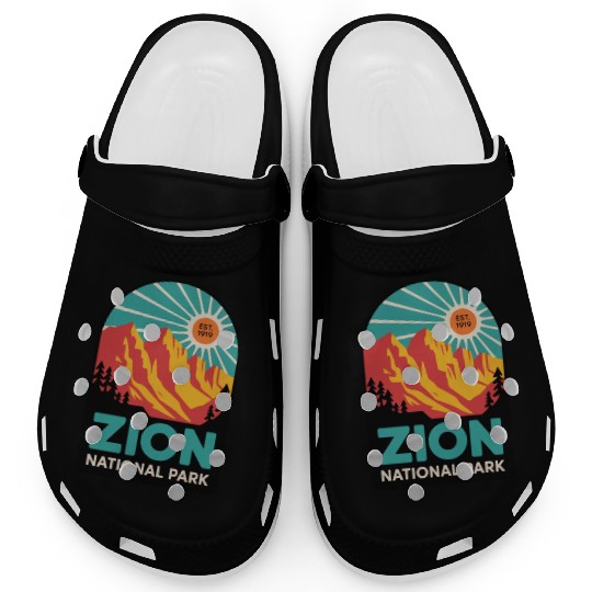 Zion National Park Retro Sunset Art Clogs