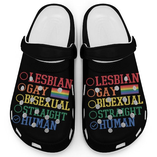 LGBT Lesbian gay bisexual straight human Clogs