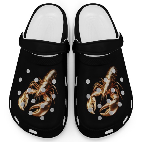 Golden Lobster – Elegant 3D Sea Animal Art Clogs