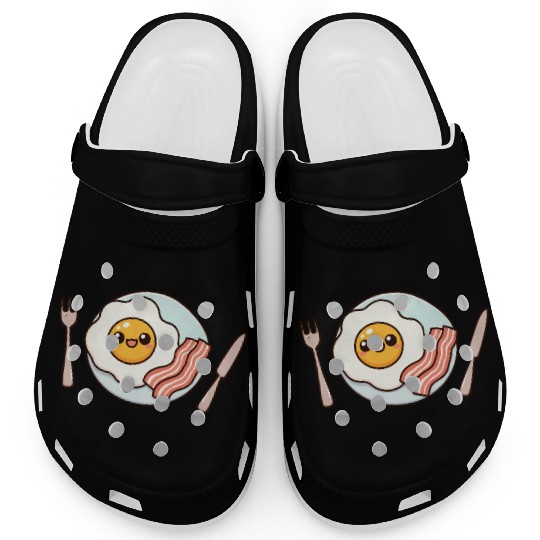 Whimsical Sunny Side Fried Egg Design Clogs
