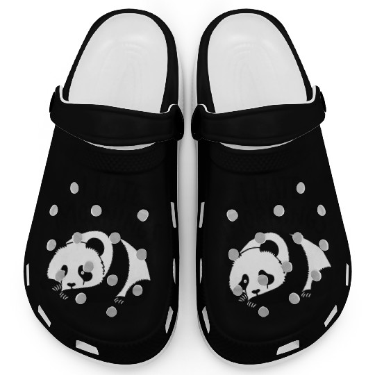 Panda I Hate Mornings Saying Clogs