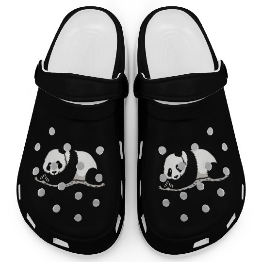 Panda I Hate Mornings Saying Clogs