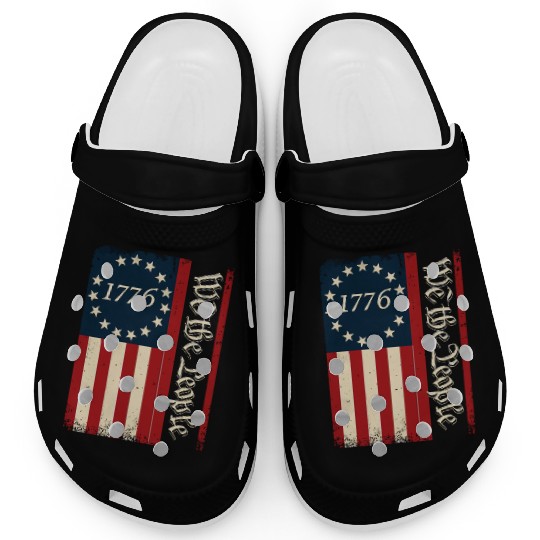 Distressed 1776 Betsy Ross Flag We The People Clogs