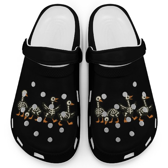 Funny Goose Skeleton Halloween Spooky Clogs
