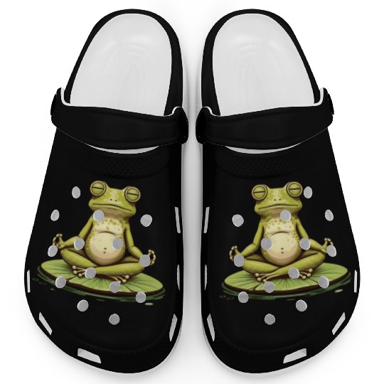 Funny Zen Frog Meditating on Lily Pad – Yoga Clogs