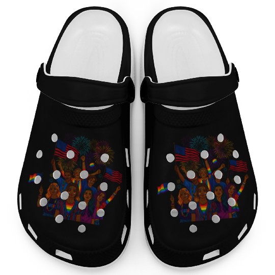 lgbt community raibow with us flag Clogs