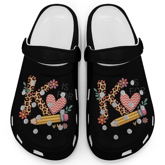 K Is For Kindergarten Teacher Leopard First Day Clogs