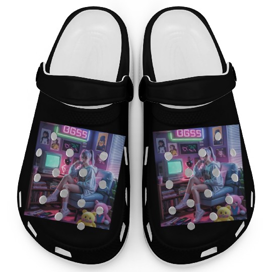 Y2K Gamer Girl Vibes – Retro Tech & Neon Room Aest Clogs