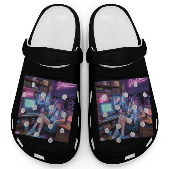 Y2K Gamer Girl Vibes – Retro Tech & Neon Room Aest Clogs
