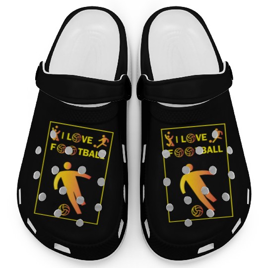 I Love Football Soccer Design Clogs