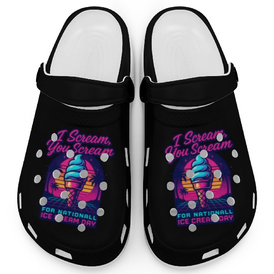 Scream, You Scream National Ice Cream Day Retro Clogs