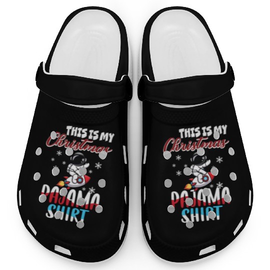Astronaut Christmas Pajama Space Tree Snowflakes X Clogs