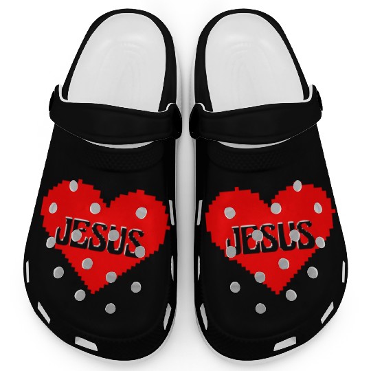 I LOVE JESUS PIXEL ART Clogs