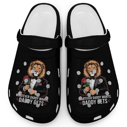 Whatever Daddy Wants Gets Werewolf Tuxedo Rose Clogs