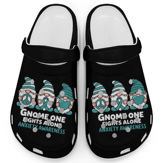 Anxiety Awareness Gnome One Fights Alone Wear Clogs