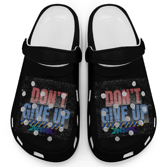 Red and Blue Urban Typography Clogs Design