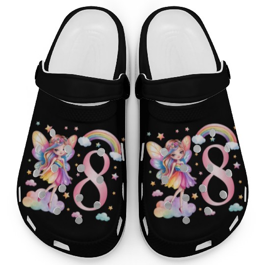Magical Rainbow Fairy Elf 8th Birthday Girl Clogs