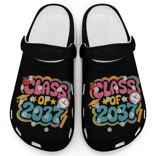 Class of 2037 Grow With Me, groovy back to school Clogs