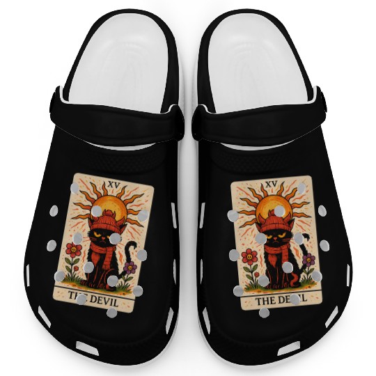Devil Cat Tarot Card, Grumpy Cat Art, Mystical Clogs