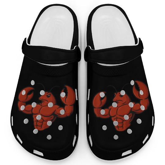 Crab lobster fitness workout cartoon strong biceps Clogs
