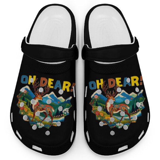 Oh-Dear-Wanderlust-Deer-in-Jungle-Tibetan-Folk-Art Clogs