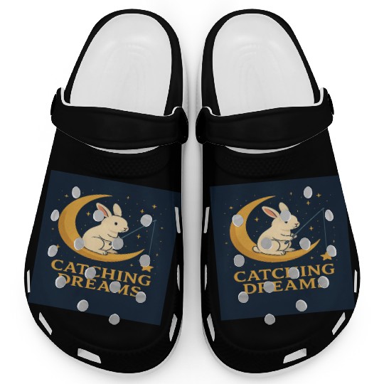 Charming Bunny Moon Dream Illustration Clogs