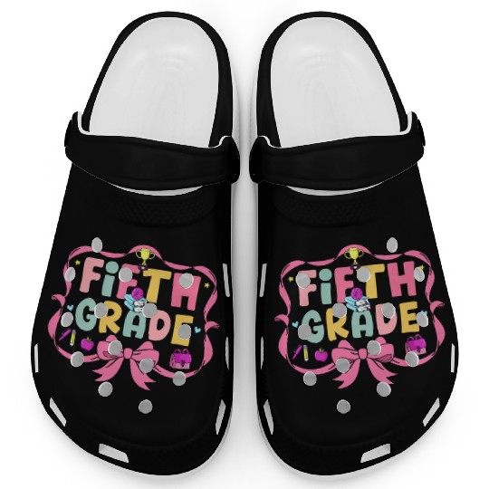 Preppy Back To School 5th Grade Coquette Bow Girls Clogs