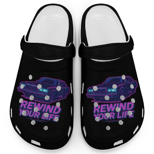 Rewind Your Life – Synthwave Car Aesthetic Clogs
