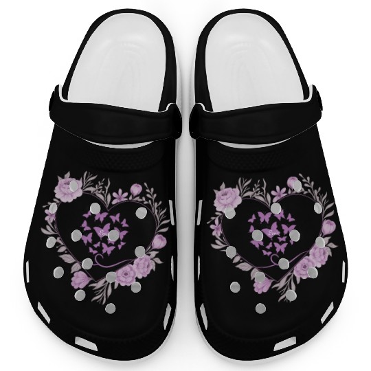 heart with roes frams and butterflies Clogs